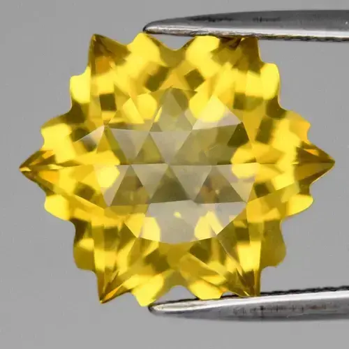 8.25ct 13.5x13.5mm VS Snowflake Natural Yellow Quartz - Brazil Gemstone