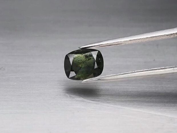 1.21ct 7.2x6mm Cushion Green Sapphire Australia, Heated