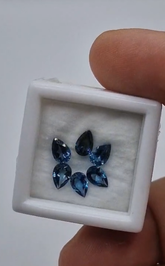 2.87ct 6x4mm 6 pcs Pear Natural London Blue Topaz