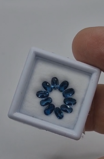 3.17ct 5x3mm 10 pcs Oval Natural London Blue Topaz