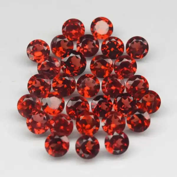 7.42ct 30pcs Lot 3.2-4mm Round Natural Orangish Red Almandine Garnet - Africa