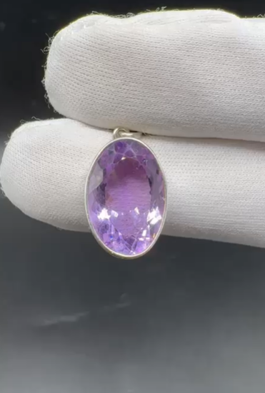 4.24gr Natural Amethyst 925 Ayar Gümüş Kolye Ucu