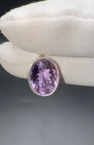 3.19gr Natural Amethyst 925 Ayar Gümüş Kolye Ucu
