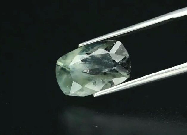 8.87ct 15x10mm Cushion Natural Green Prehnite with Black Needles, Africa