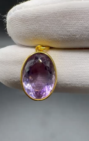 3.90gr Natural Amethyst 925 Ayar Gümüş Kolye Ucu