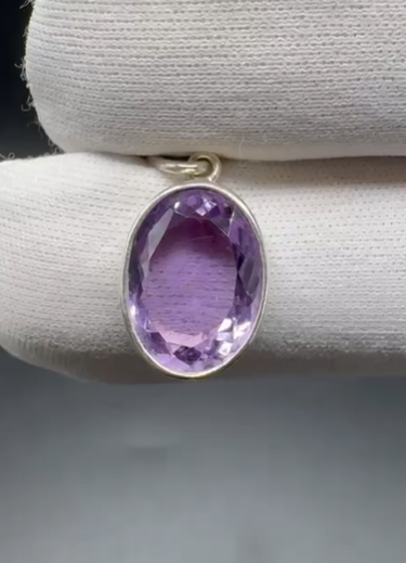 2.67gr Natural Amethyst 925 Ayar Gümüş Kolye Ucu