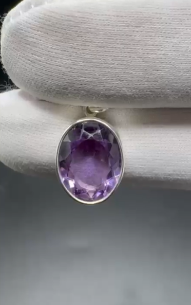 3.44gr Natural Amethyst 925 Ayar Gümüş Kolye Ucu