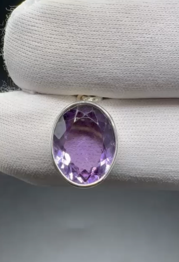 3.44gr Natural Amethyst 925 Ayar Gümüş Kolye Ucu