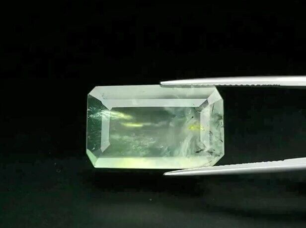 9.35ct 21x12.6mm Octagon Natural Green Prehnite with Black Needles, Africa