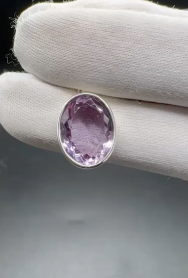 3.65gr Natural Amethyst 925 Ayar Gümüş Kolye Ucu