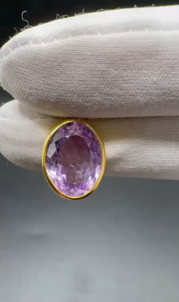 3.76gr Natural Amethyst 925 Ayar Gümüş Kolye Ucu