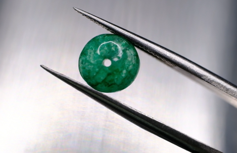 2.48ct 8x5.2mm Round Natural Emerald Drilled Beads
