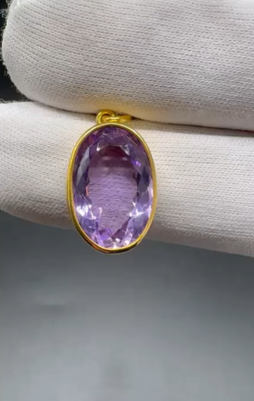 3.45gr Natural Amethyst 925 Ayar Gümüş Kolye Ucu