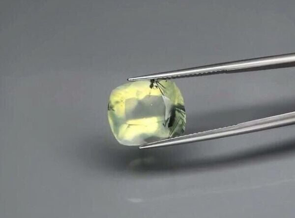 8.86ct 14x12mm Antique-Cut Natural Green Prehnite with Black Needles, Africa