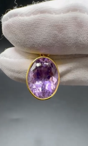 3.77gr Natural Amethyst 925 Ayar Gümüş Kolye Ucu
