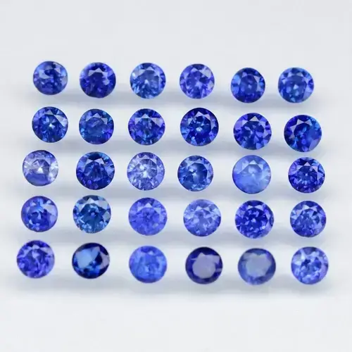 2.38ct 30pcs Lot Round Brilliant Blue Sapphire - Ceylon Gems