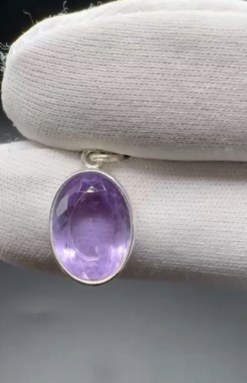 2.66gr Natural Amethyst 925 Ayar Gümüş Kolye Ucu