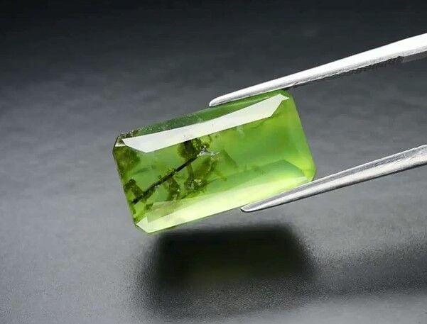 14.82ct 18.4x10mm Octagon Natural Green Prehnite with Black Needles, Africa