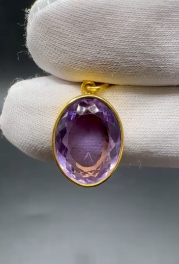3.68gr Natural Amethyst 925 Ayar Gümüş Kolye Ucu