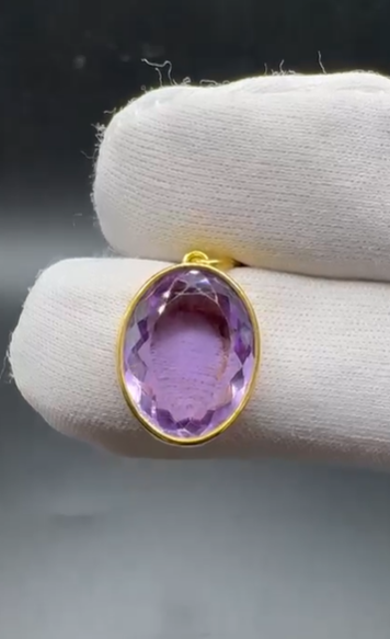 3.68gr Natural Amethyst 925 Ayar Gümüş Kolye Ucu