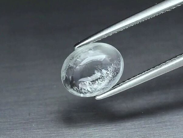 1.72ct 9.2x7.3mm Oval Cabochon Natural Very Light Green Beryl, Brazil