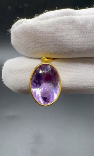 4.00gr Natural Amethyst 925 Ayar Gümüş Kolye Ucu