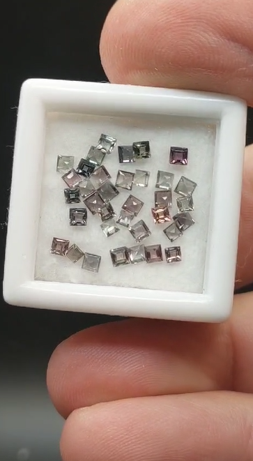 2.98ct 35Pcs 2.2-2.4 mm Square Natural Fancy color Unheated Sapphire Songea
