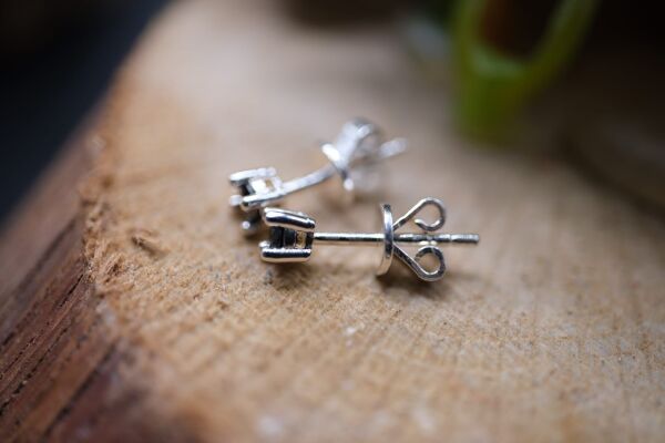 0.42ct 1.08gr Alaşımlı Kararmaz Gümüş Natural Black Diamond( Siyah Pırlanta ) Küpe