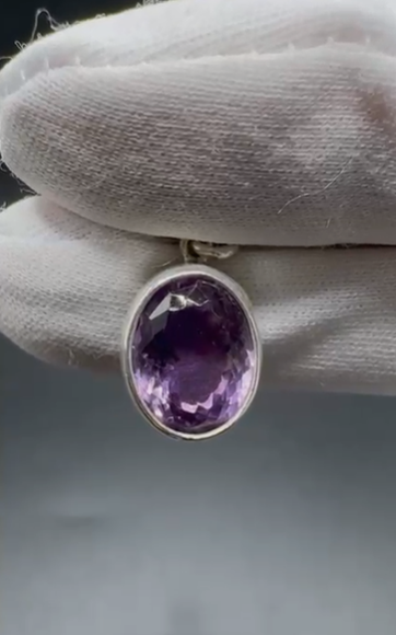3.09gr Natural Amethyst 925 Ayar Gümüş Kolye Ucu
