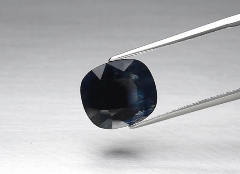 5.01ct 11.8x10.3mm Cushion Deep Blue Sapphire Ethiopia, Heated