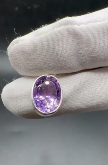 2.87gr Natural Amethyst 925 Ayar Gümüş Kolye Ucu