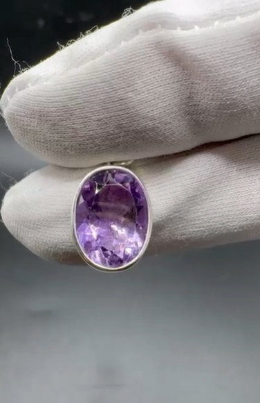 2.87gr Natural Amethyst 925 Ayar Gümüş Kolye Ucu
