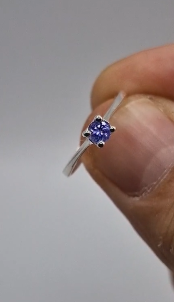 0.35ct Natural Tanzanit 1.09gr Alaşımlı Kararmaz Gümüş Yüzük