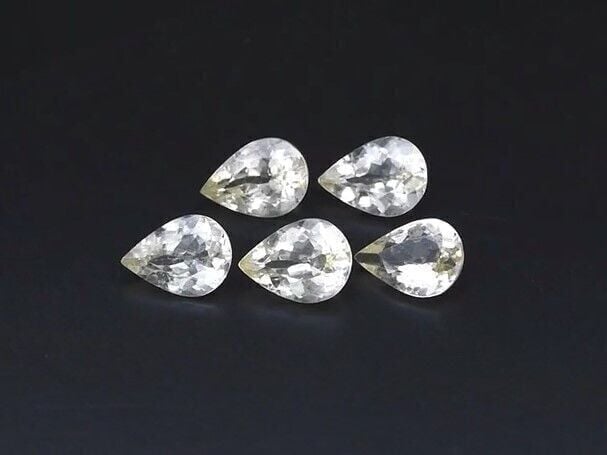 3.12ct 5pcs Lot  t.w Pear Natural Yellowish Green Beryl, Brazil