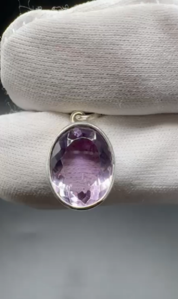 2.77gr Natural Amethyst 925 Ayar Gümüş Kolye Ucu