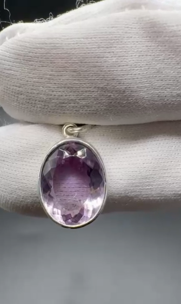 2.77gr Natural Amethyst 925 Ayar Gümüş Kolye Ucu