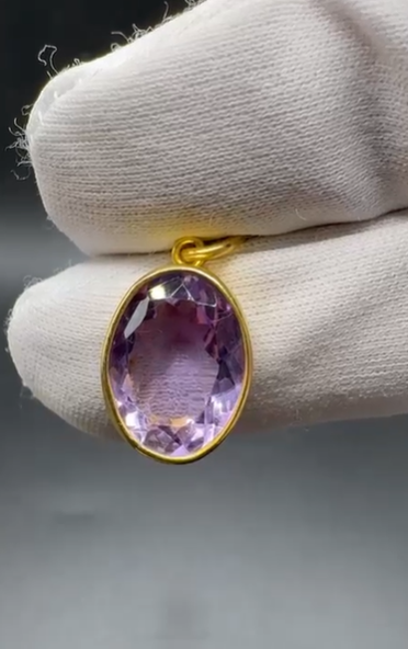 2.98gr Natural Amethyst 925 Ayar Gümüş Kolye Ucu