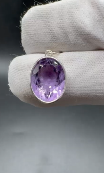 3.35gr Natural Amethyst 925 Ayar Gümüş Kolye Ucu