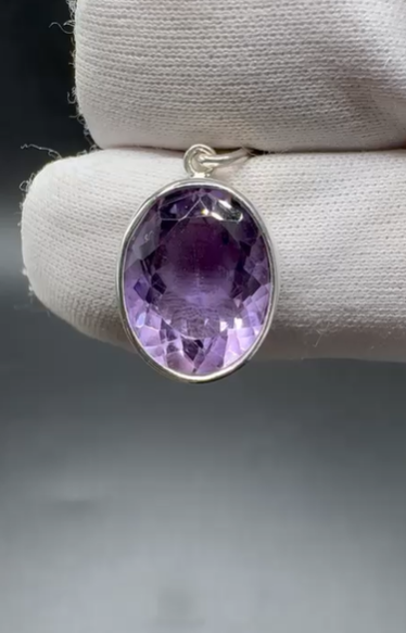 3.35gr Natural Amethyst 925 Ayar Gümüş Kolye Ucu