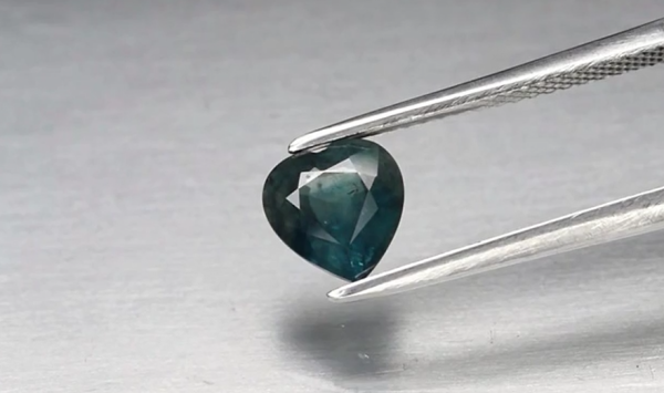 1.46ct 7x7mm Heart Blue-Green Sapphire Africa, Heated