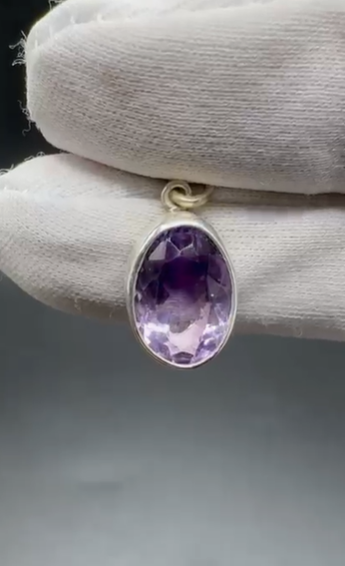 2.53gr Natural Amethyst 925 Ayar Gümüş Kolye Ucu