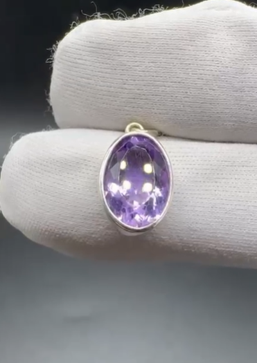 2.53gr Natural Amethyst 925 Ayar Gümüş Kolye Ucu