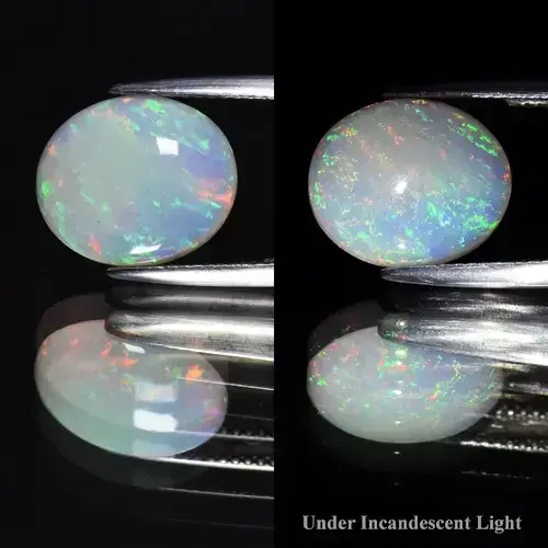 4.39ct Oval Cabochon Natural White Opal - Color Play, Flashing Ethiopia Gem