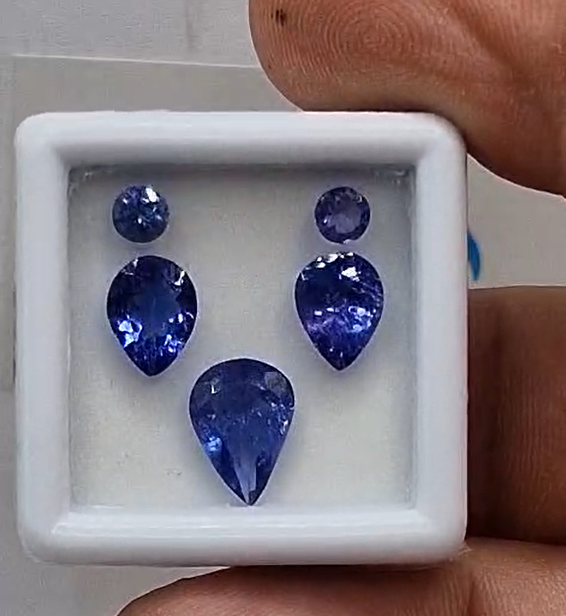 IGSL Sertifikalı- 4.35ct 10x7, 8x6mm Pear 5Pcs Lot Natural Violet Blue Tanzanite
