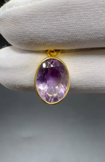 3.00gr Natural Amethyst 925 Ayar Gümüş Kolye Ucu