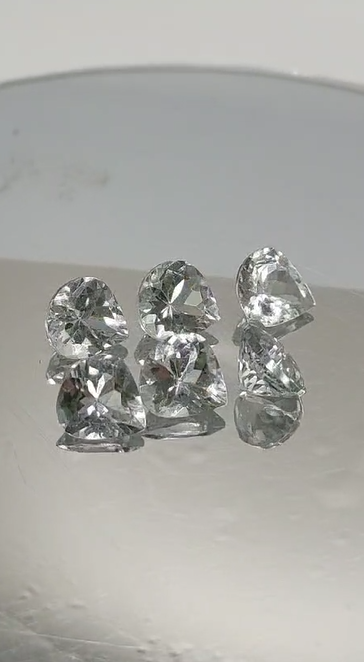 5.83ct  6Pcs Lot   7x6.5 mm Pear Natural Goshenite Brazil