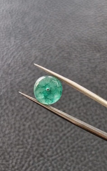 4.28ct 8.8x7.3mm Round Natural Emerald Drilled Beads