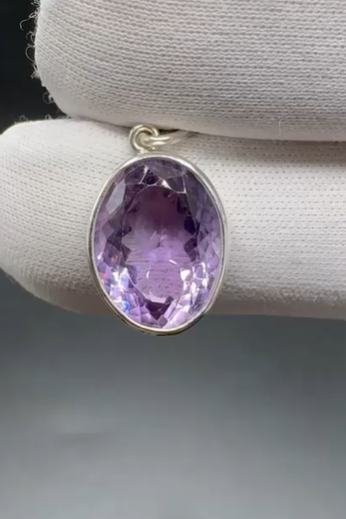3.43gr Natural Amethyst 925 Ayar Gümüş Kolye Ucu