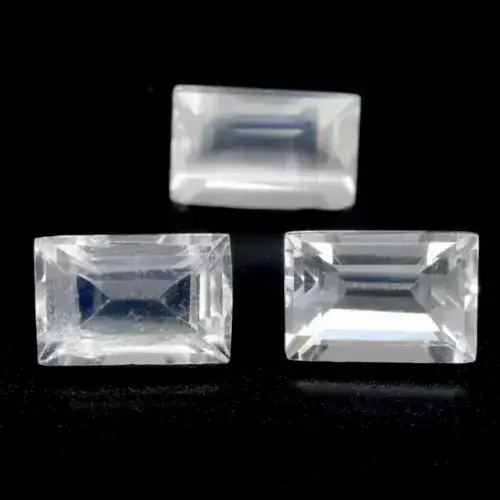 3p Lot 1.85ct t.w 6x4mm Baguette Natural Rainbow White With Luster Moonstone, Gemstone