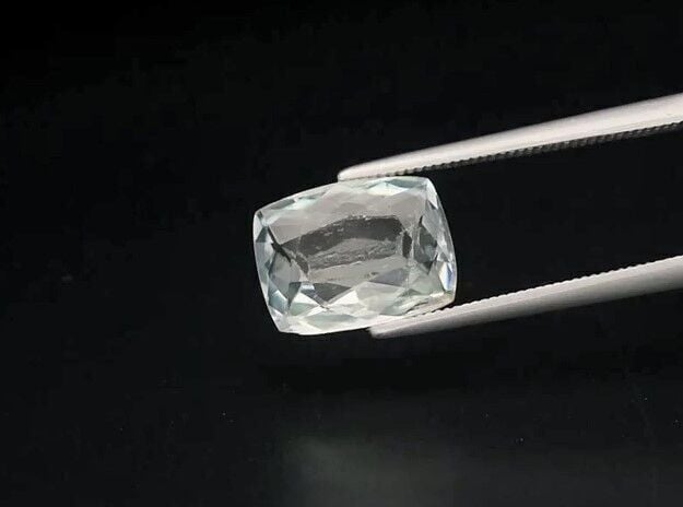 3.35ct 10.5x8mm Cushion Natural Bluish Green Hiddenite Spodumene, Afghanistan